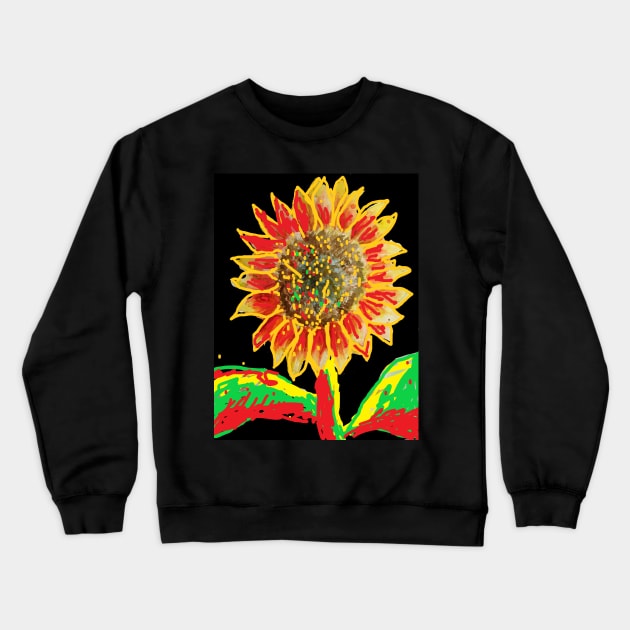 Colourful Sunflower Abstract Art Painting Crewneck Sweatshirt by SarahRajkotwala